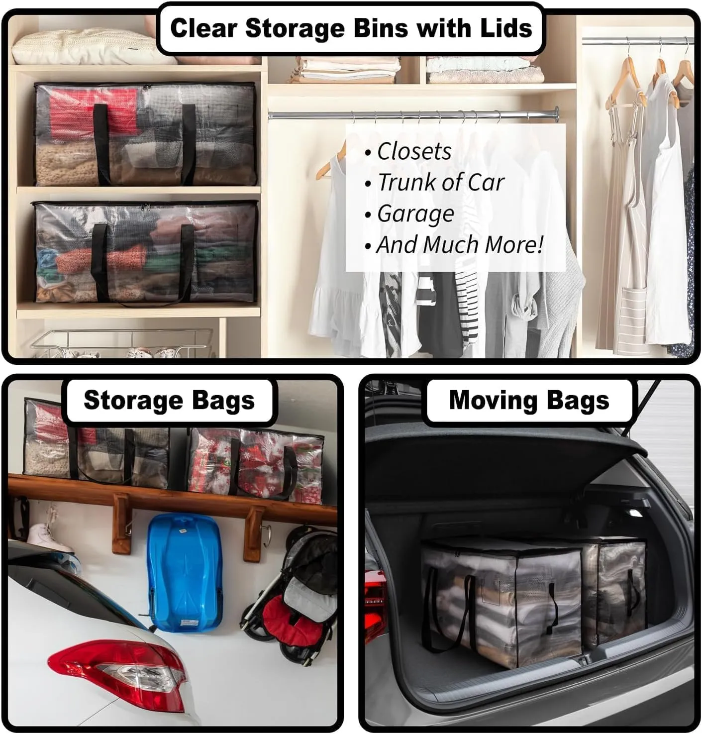 Heavy Duty Clear Tote Bag for Storage & Organization – Extra Large, Durable Zippered Storage Bin with Reinforced Handles – for Home, Travel & Garage Use (X-Large, 4.0, Count)