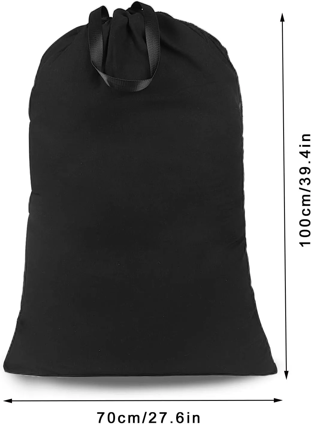 Heavy Duty Laundry Bag with Drawstring and Handle, Extra Large Travel Dirty Clothes Bag for Laundromat and Household, Durable Rip-Stop Laundry Hamper Liner, 28 x 40 Inch, Black