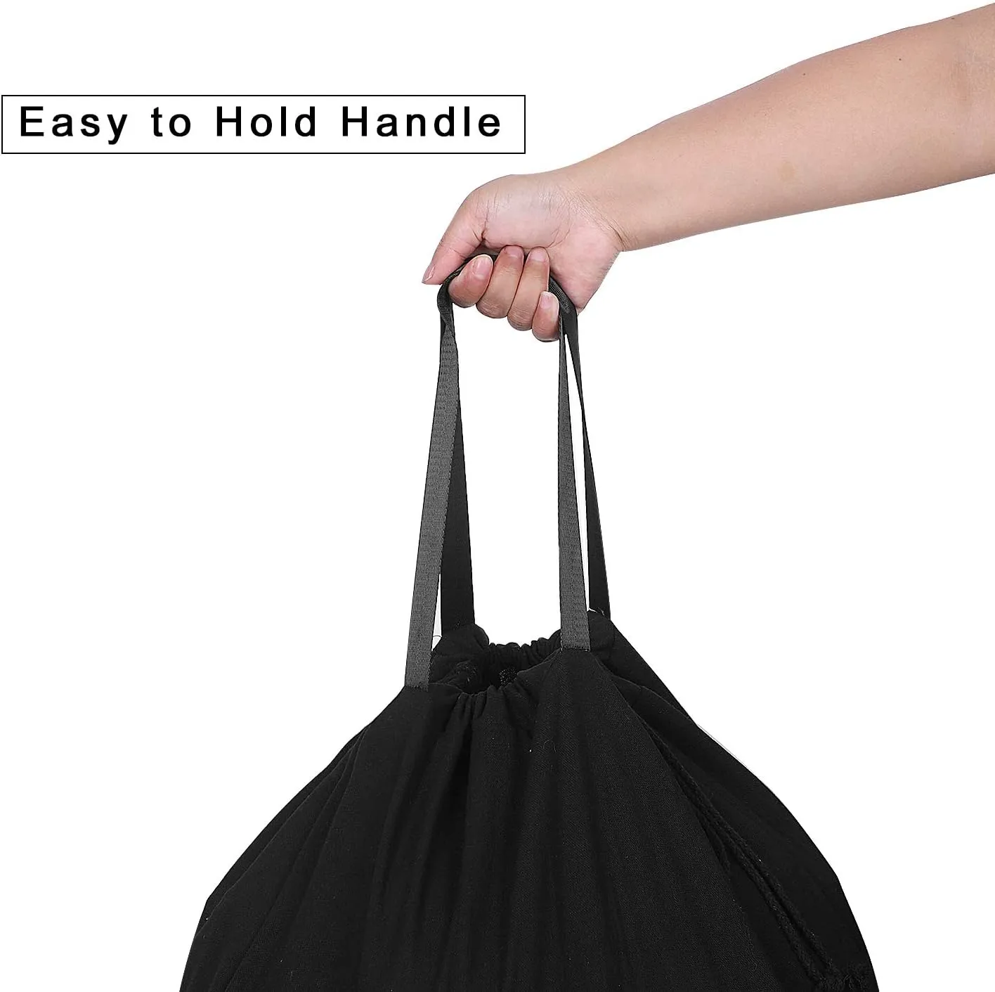 Heavy Duty Laundry Bag with Drawstring and Handle, Extra Large Travel Dirty Clothes Bag for Laundromat and Household, Durable Rip-Stop Laundry Hamper Liner, 28 x 40 Inch, Black
