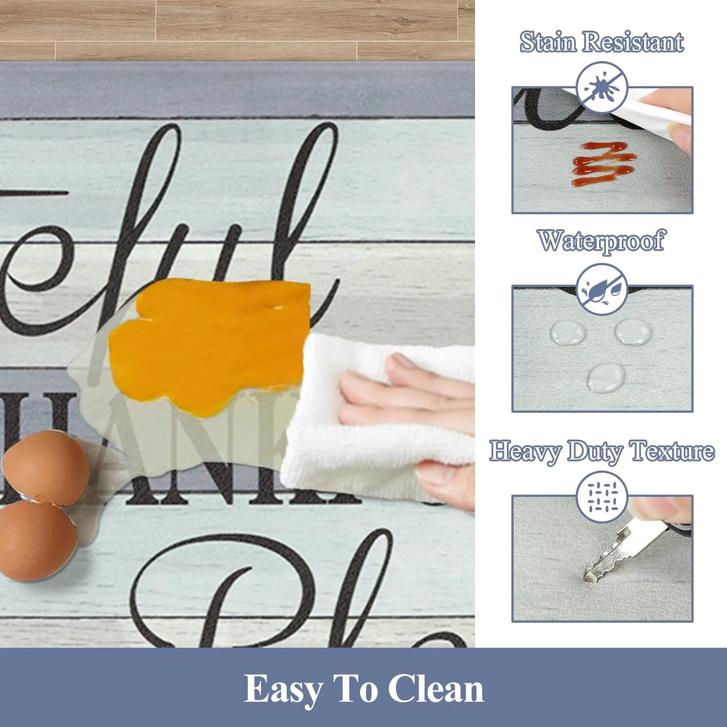 HEBE Anti Fatigue Kitchen Mat Set of 2 Non Slip Cushioned Kitchen Mats for Floor Waterproof Farmhouse Kitchen Rugs and Mats Set Comfort Standing Desk Mat Carpet for Sink,Office,Laundry