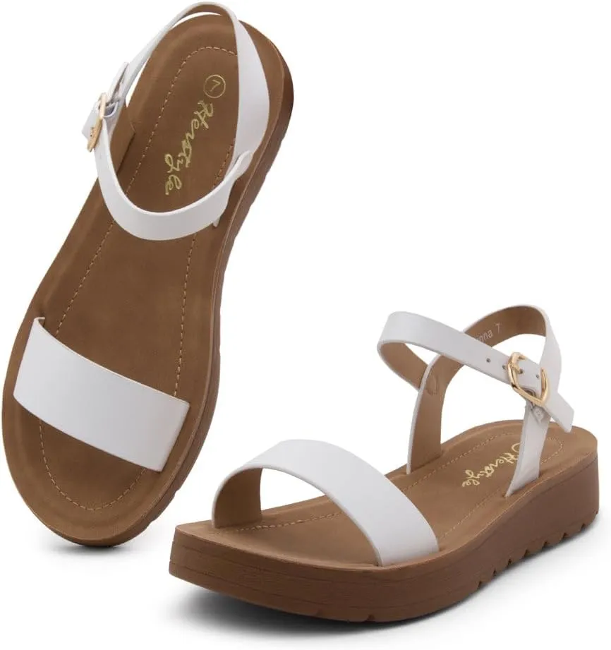 Herstyle Women’s Flat Sandals – One Band Ankle Strap Dressy Casual Sandals with Cushioned Footbed | Comfortable Open Toe Walking Shoes for Summer & Daily Wear