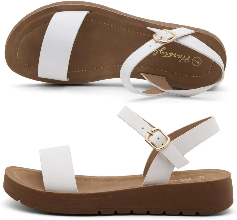 Herstyle Women’s Flat Sandals – One Band Ankle Strap Dressy Casual Sandals with Cushioned Footbed | Comfortable Open Toe Walking Shoes for Summer & Daily Wear