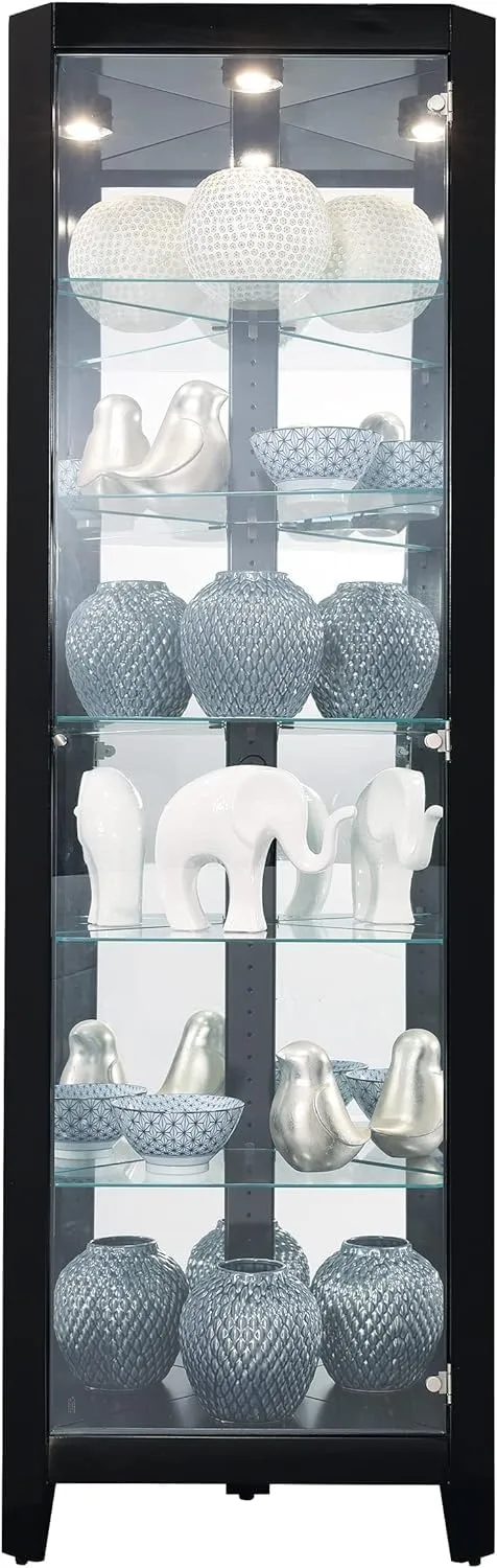 Howard Miller 549894 Bernard III Corner Curio Carbinet II Door Organizer Trays, Black