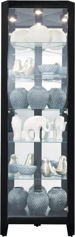 Howard Miller 549894 Bernard III Corner Curio Carbinet II Door Organizer Trays, Black
