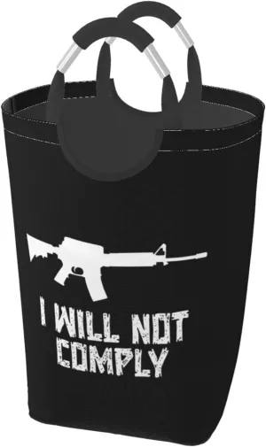 I Will Not Comply Dirty clothes hamper, foldable storage bag, laundry basket with handle 50 liters