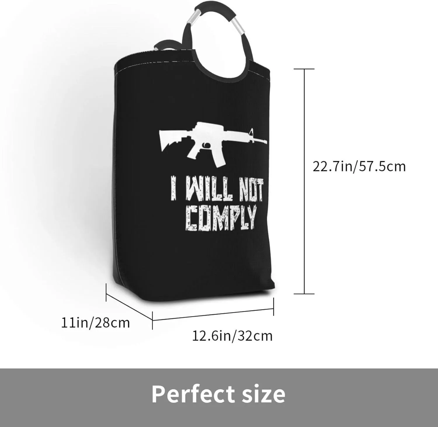 I Will Not Comply Dirty clothes hamper, foldable storage bag, laundry basket with handle 50 liters