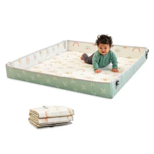 Infantino Foldable Soft Foam Mat, Extra Large Double-Sided Cushioned Portable Play Mat with Fold-Up Sides, Non Slip Crawling & Playing for Infants and Toddlers, Rainbows