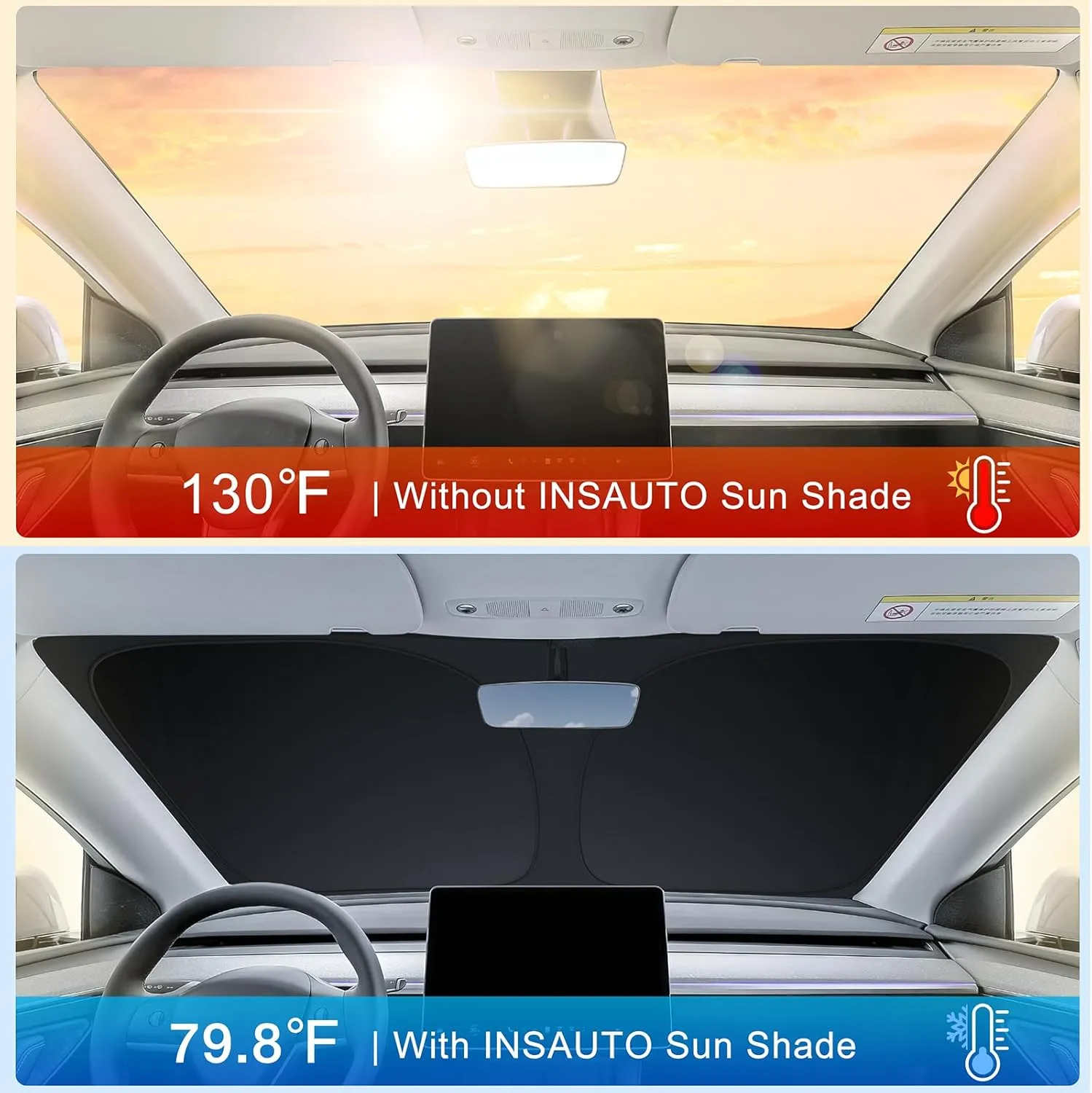 INSAUTO Foldable Windshield Sun Shade for Honda CRV 2023 2024 2025, Heat & UV Protection Car Sunshade with Storage Bag, Keep Interior Cool & Easy Installation