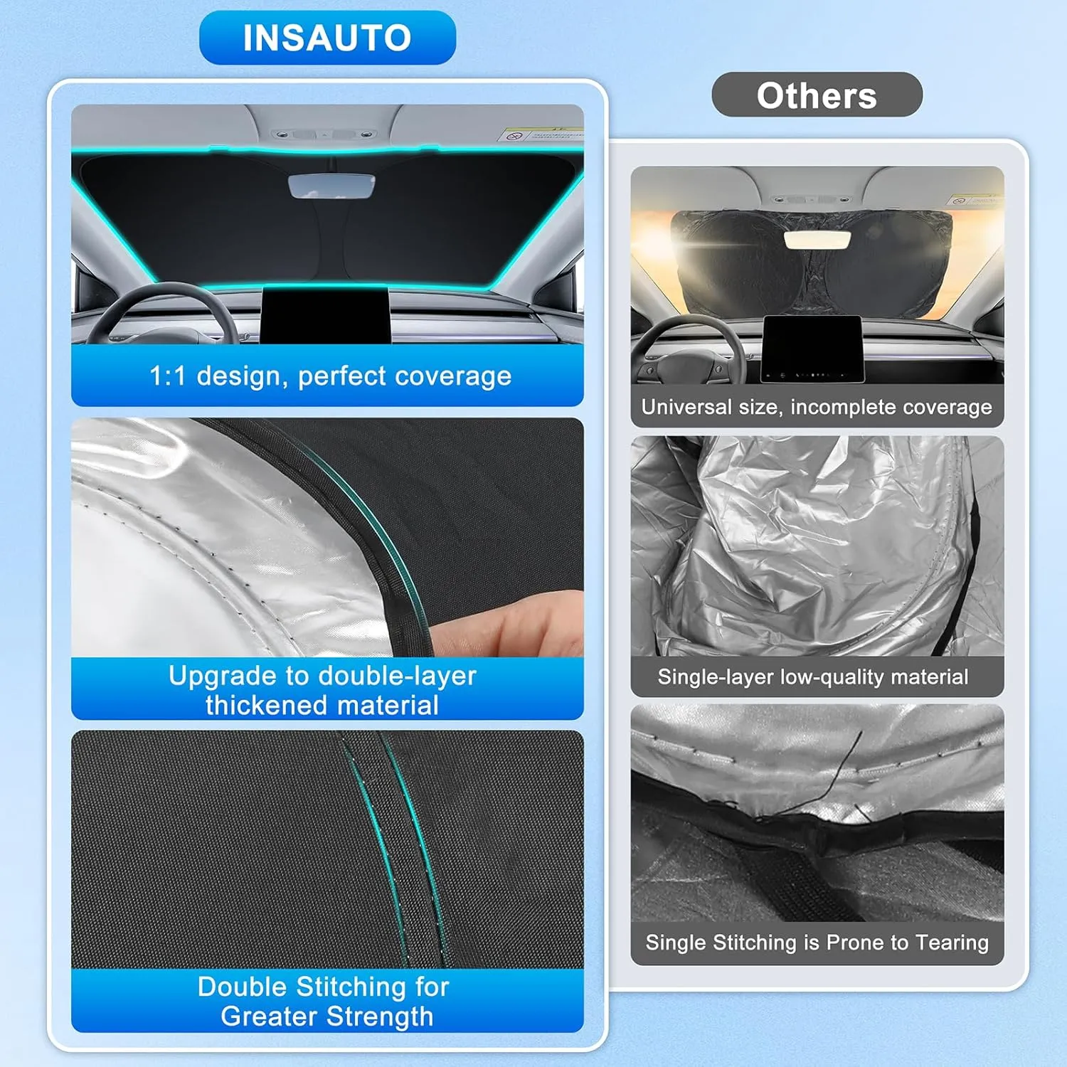 INSAUTO Foldable Windshield Sun Shade for Honda CRV 2023 2024 2025, Heat & UV Protection Car Sunshade with Storage Bag, Keep Interior Cool & Easy Installation