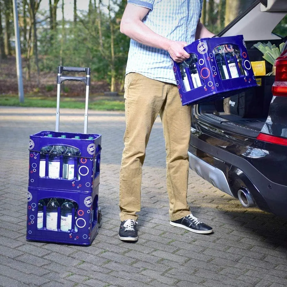 Iron Folding Sack Trolley Duty with Anti Puncture Rubber Wheels and 150 kg Capacity Folding Shopping Bag with Wheels for Luggage, Travel (Style #3)