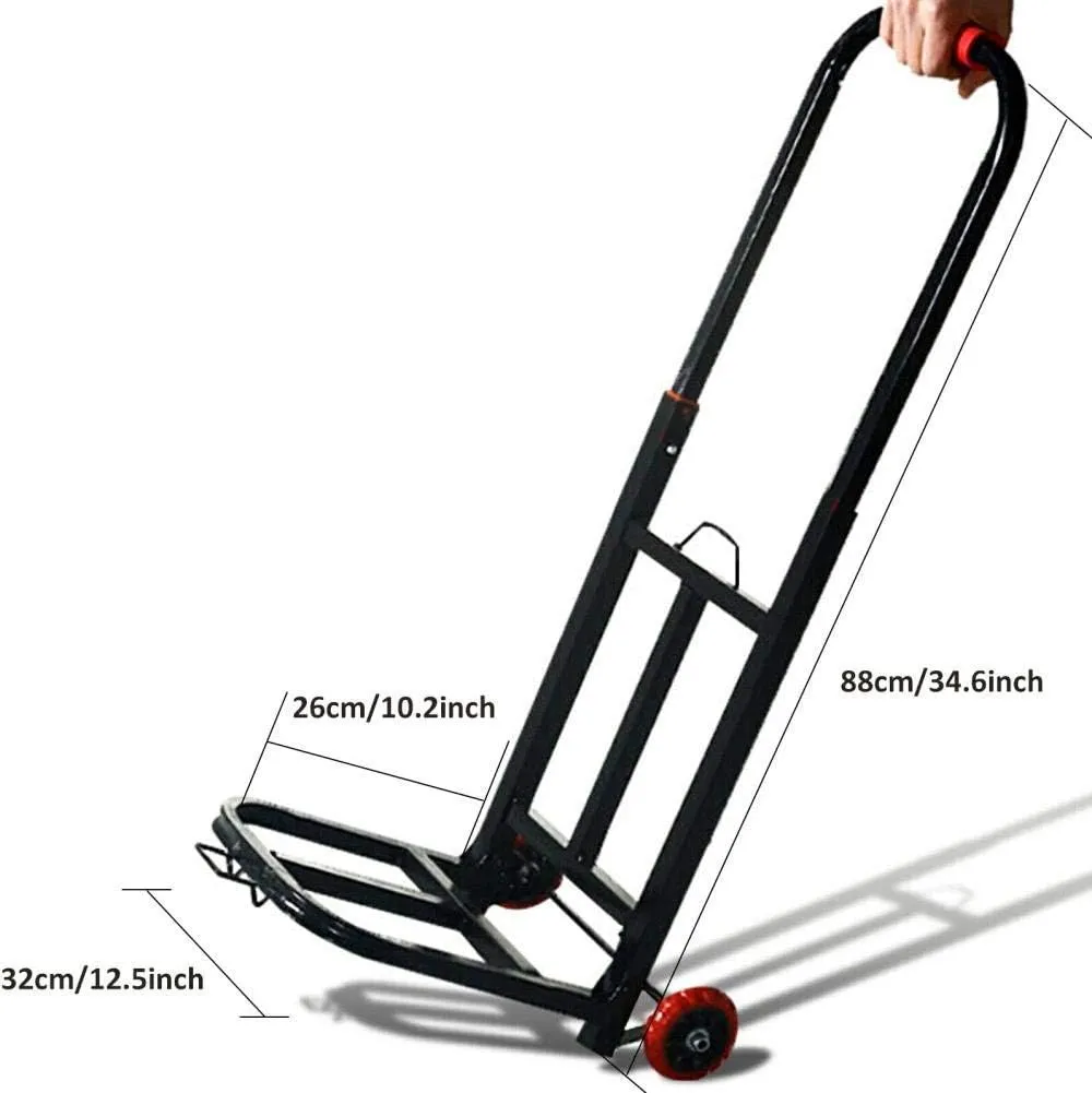 Iron Folding Sack Trolley Duty with Anti Puncture Rubber Wheels and 150 kg Capacity Folding Shopping Bag with Wheels for Luggage, Travel (Style #3)