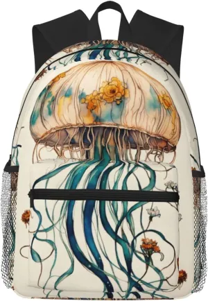 Jellyfish Pattern College Backpack For Women Men,Lightweight Travel Bag Backpack With Pockets for Women Men
