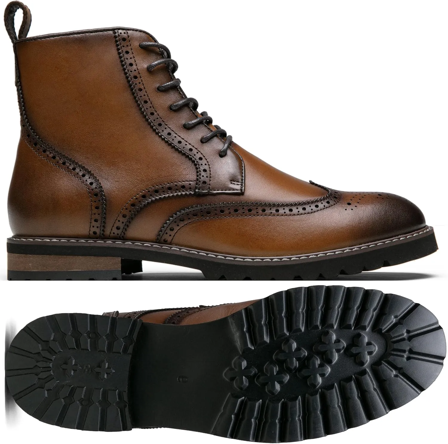 Jousen Mens Boots Premium Leather Cap Toe Casual Boots Chukka Dress Boots for Men