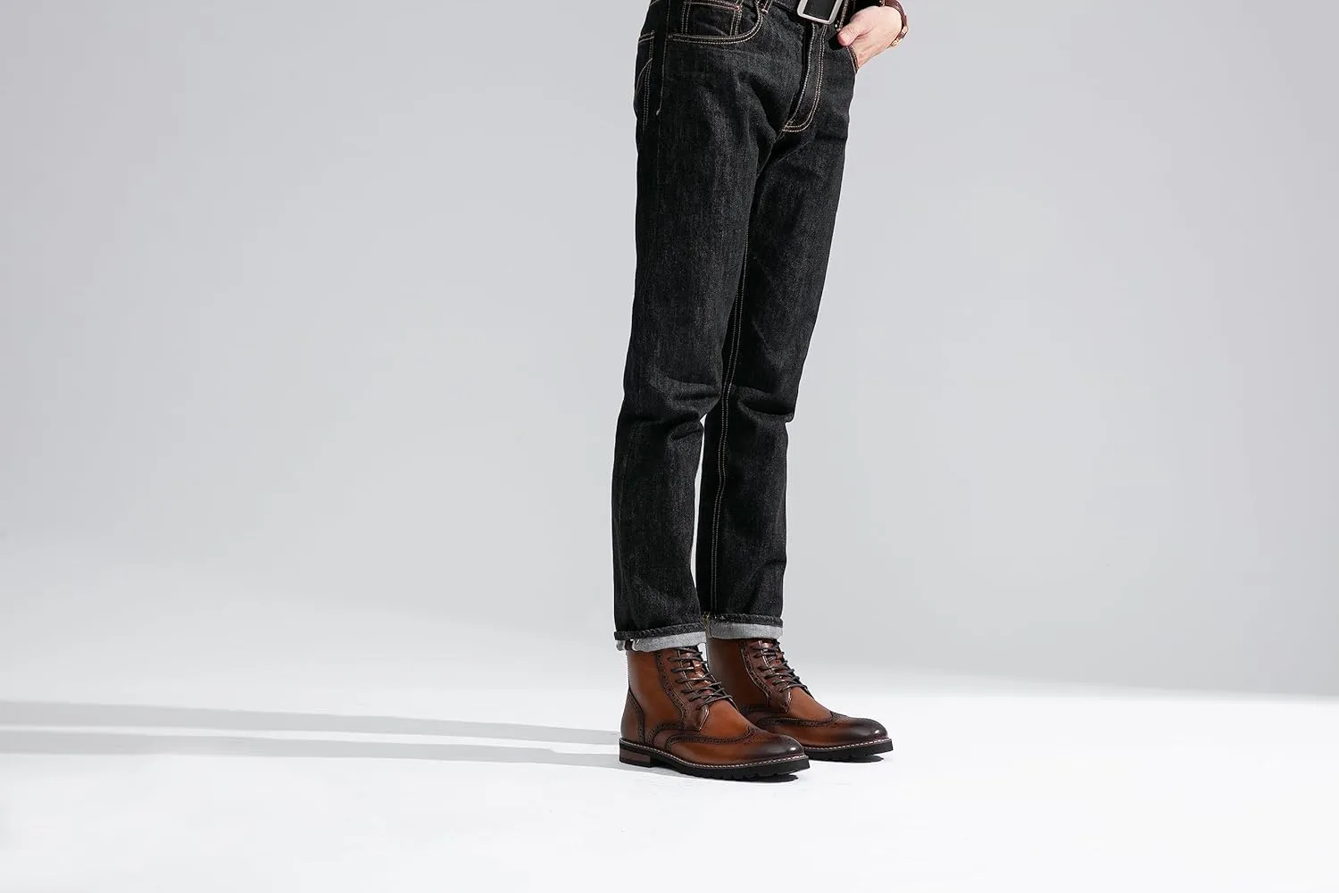 Jousen Mens Boots Premium Leather Cap Toe Casual Boots Chukka Dress Boots for Men