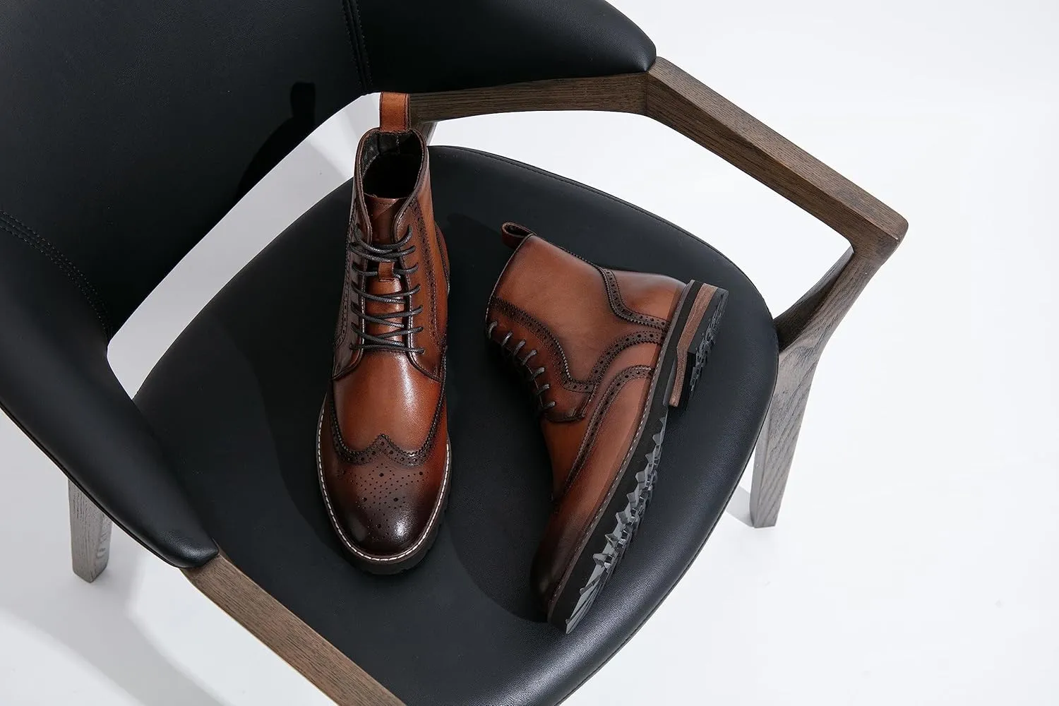 Jousen Mens Boots Premium Leather Cap Toe Casual Boots Chukka Dress Boots for Men
