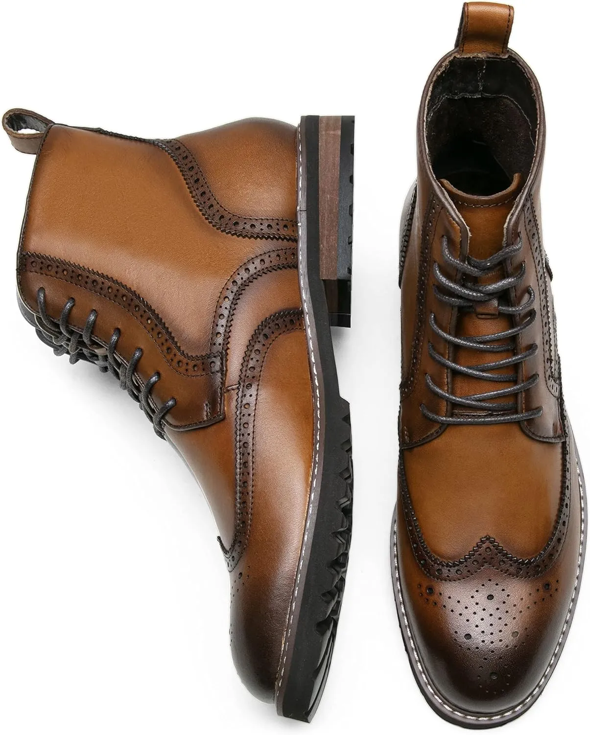 Jousen Mens Boots Premium Leather Cap Toe Casual Boots Chukka Dress Boots for Men