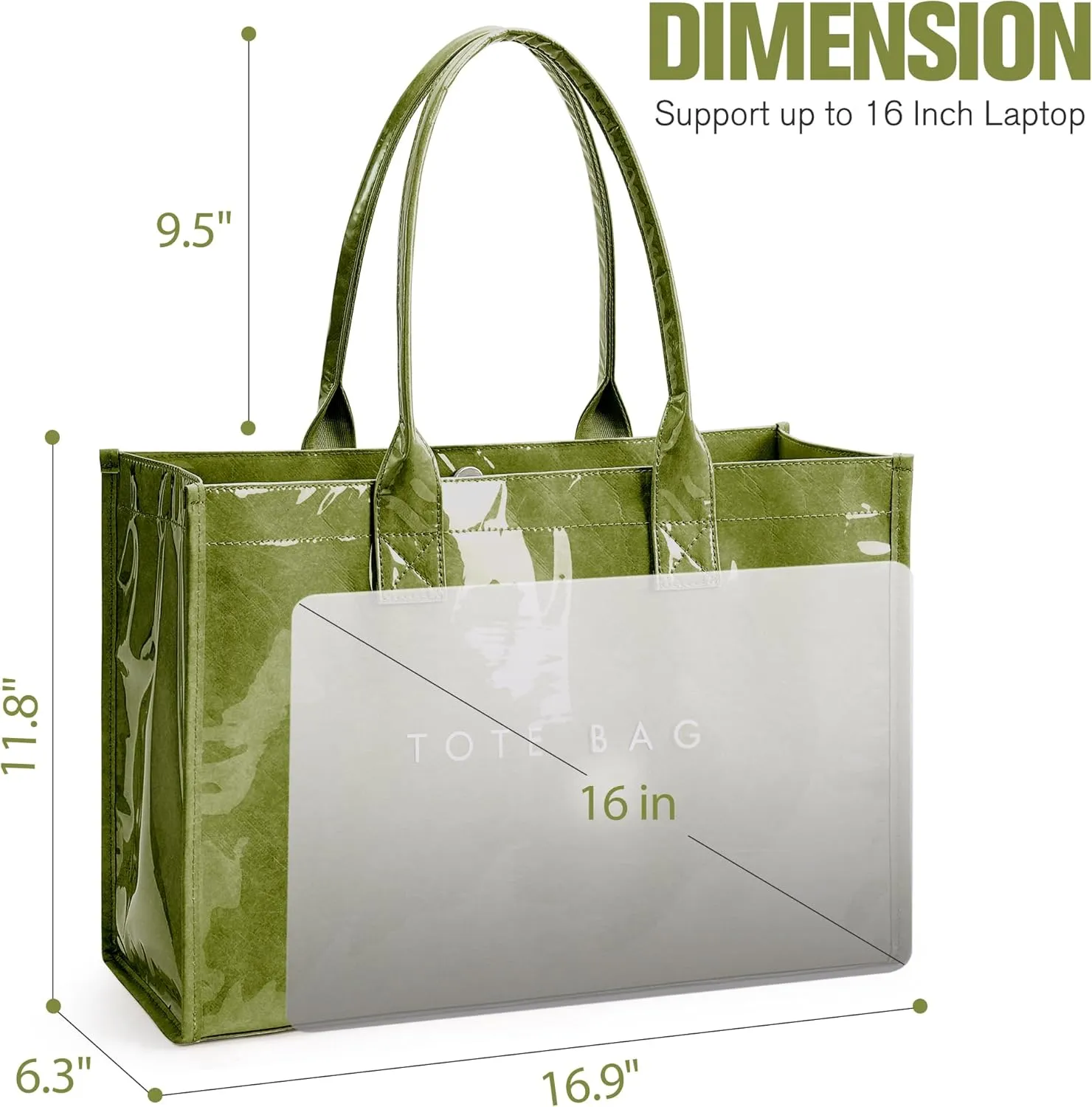 KALIDI PVC Tote Bag Women’s Kraft Paper Work Handbags Purses with Top Handle