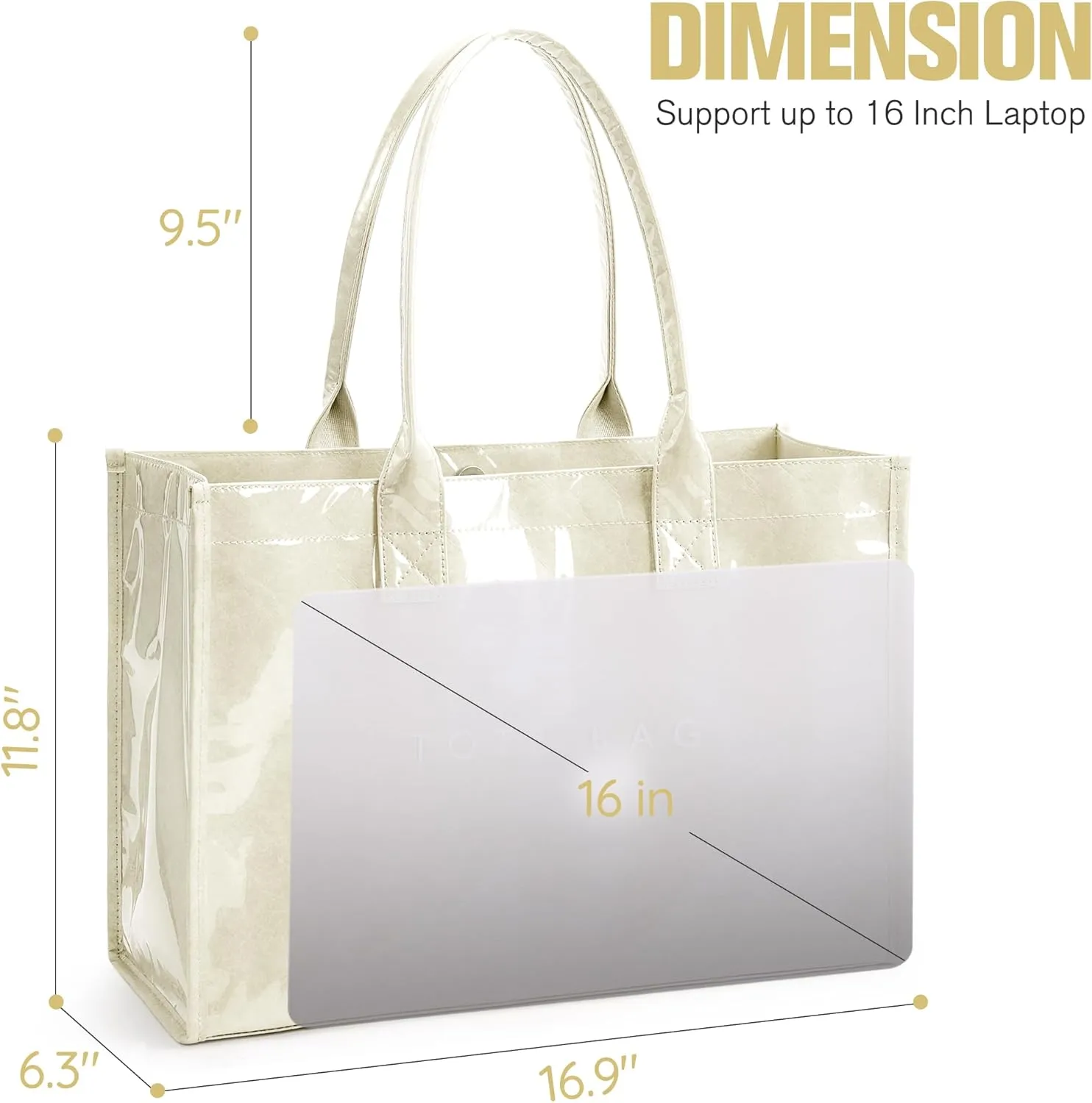 KALIDI PVC Tote Bag Women’s Kraft Paper Work Handbags Purses with Top Handle