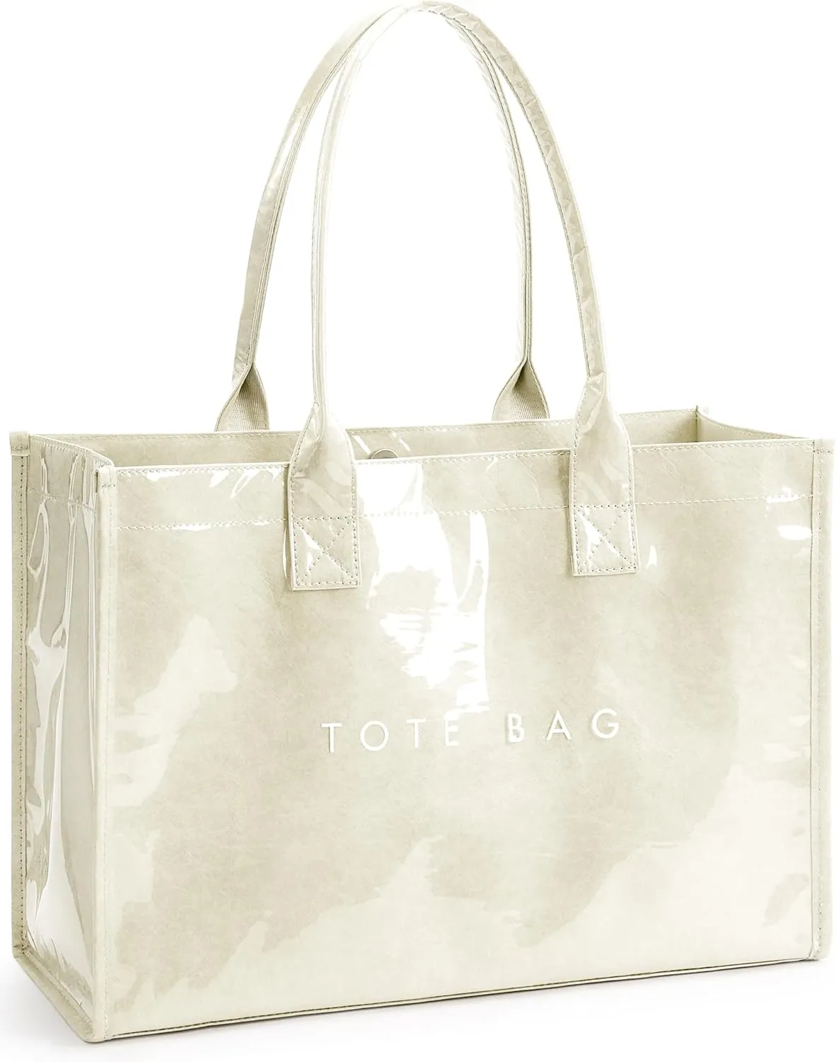KALIDI PVC Tote Bag Women’s Kraft Paper Work Handbags Purses with Top Handle