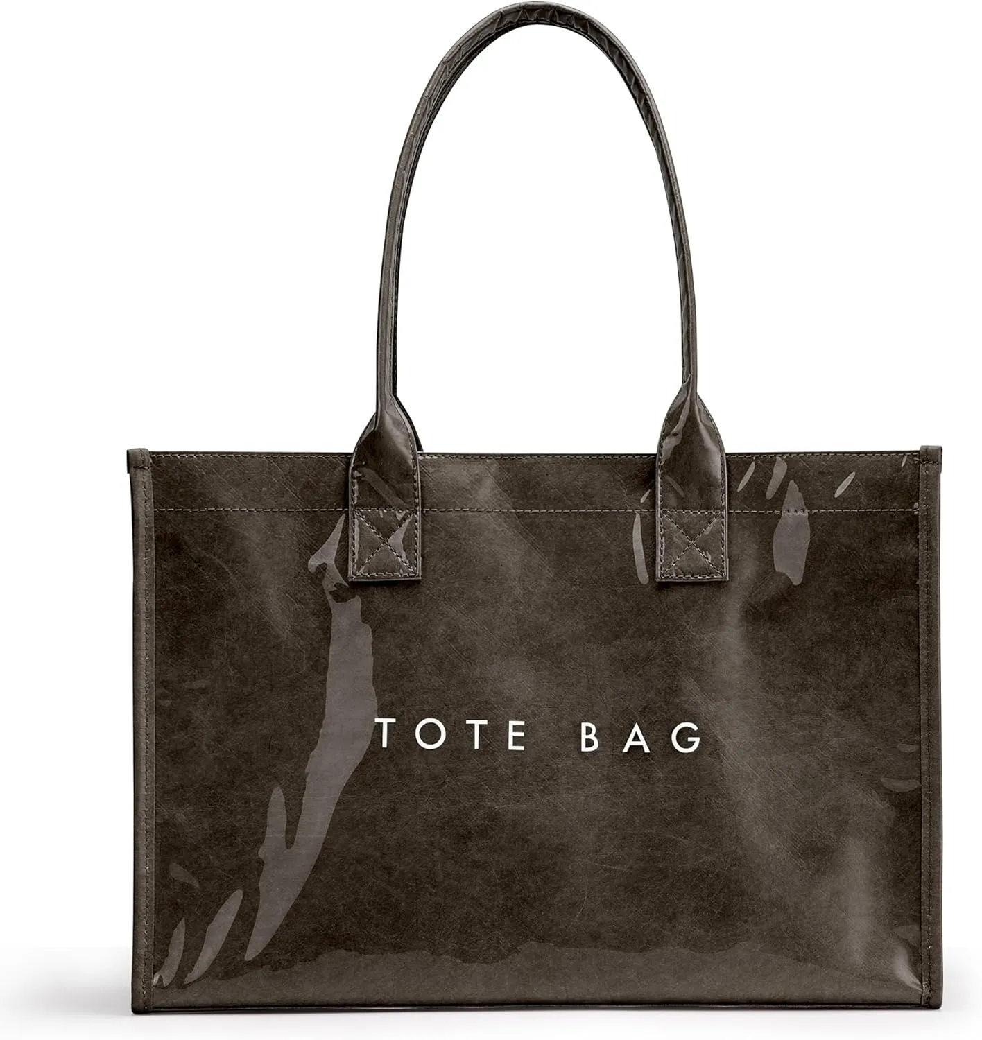 KALIDI PVC Tote Bag Women’s Kraft Paper Work Handbags Purses with Top Handle