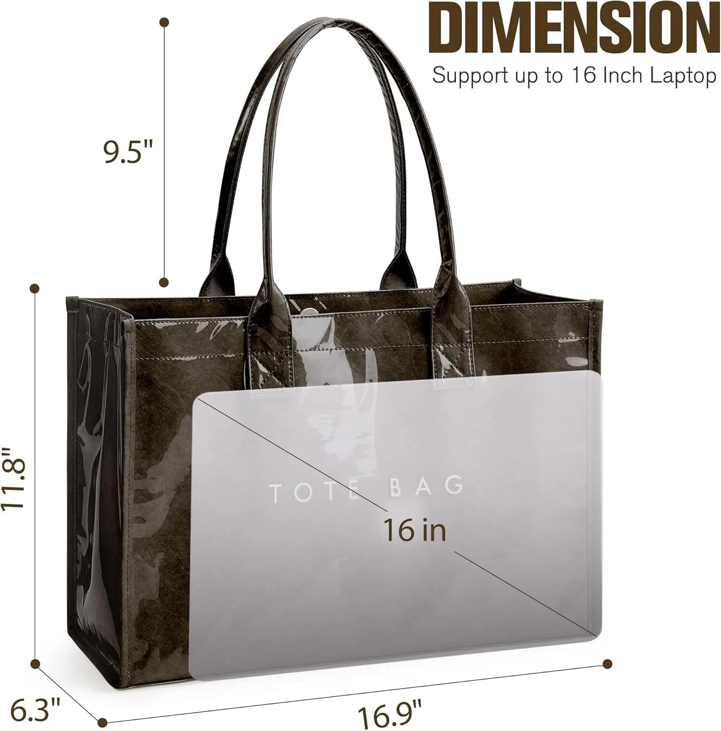 KALIDI PVC Tote Bag Women’s Kraft Paper Work Handbags Purses with Top Handle