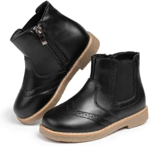 Kannior Boys Hiking Snow Boots Little Kid High Top Dress Shoes Toddler Lace Up Non-Slip Texture Sole Loafer Ankle Flats PU Leather Classic Casual Walking Work Boot(Toddler/Little Kid)
