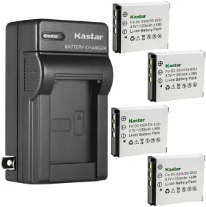 Kastar 4-Pack Battery and AC Wall Charger Replacement for MINOX 02491-0028-01 Prima DS8330-1 Revue 02491-0028-01 Ricoh 02491-0028-00 02491-0028-01 ROLLEI 02491-0028-00 02491-0028-01