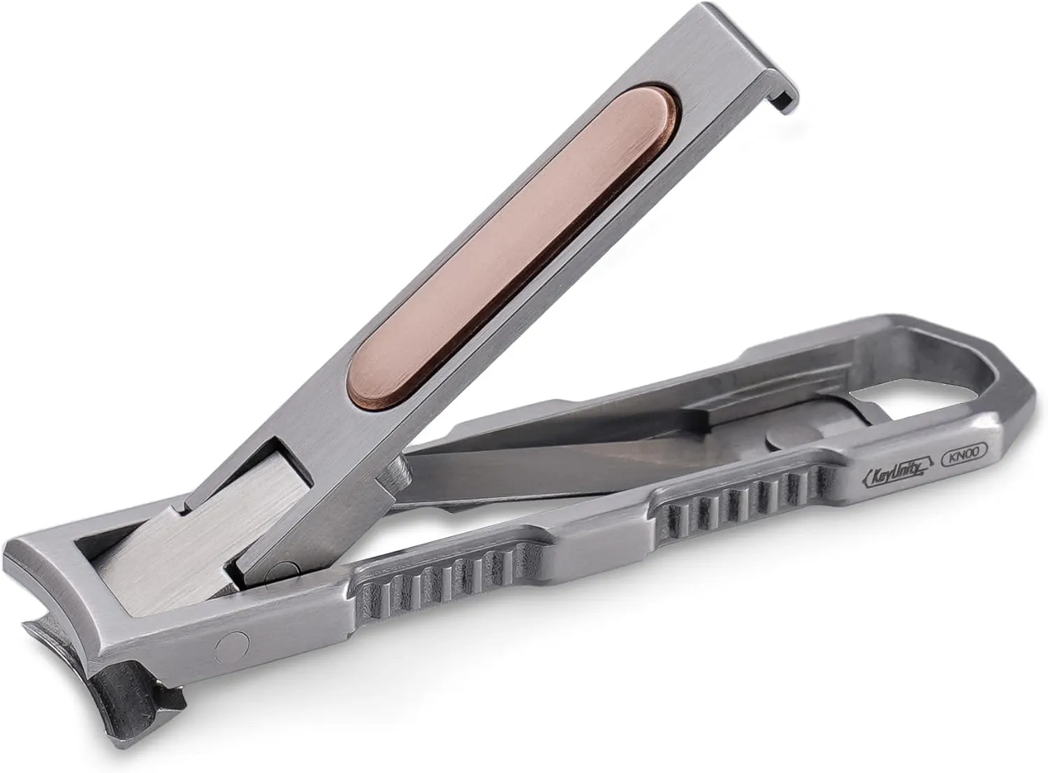 KeyUnity KN00 EDC Foldable Nail Clipper with File, German 4116 Stainless Steel Curved Fingernail Trimmer Cutter for Travel & Everyday Carry (Silver)