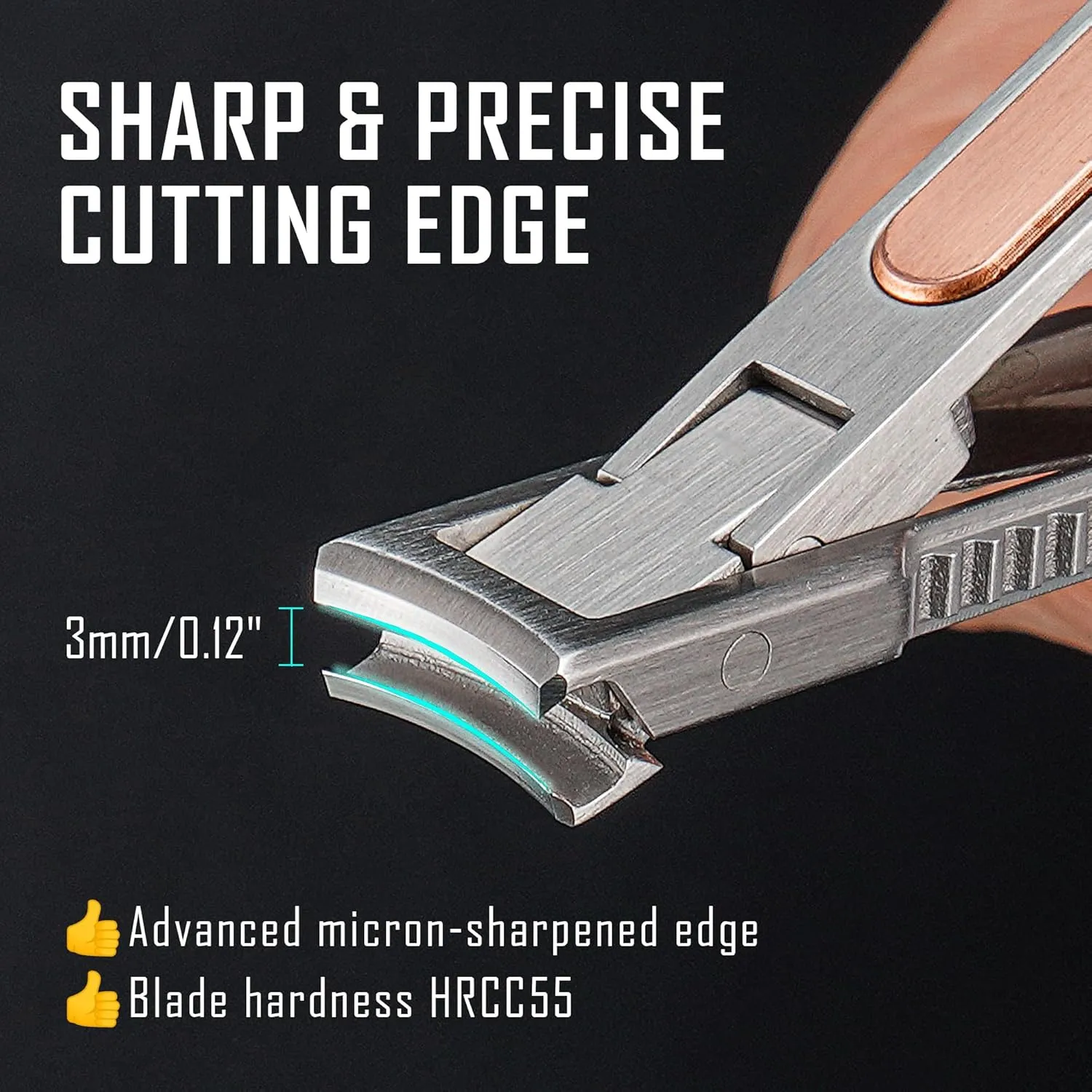 KeyUnity KN00 EDC Foldable Nail Clipper with File, German 4116 Stainless Steel Curved Fingernail Trimmer Cutter for Travel & Everyday Carry (Silver)