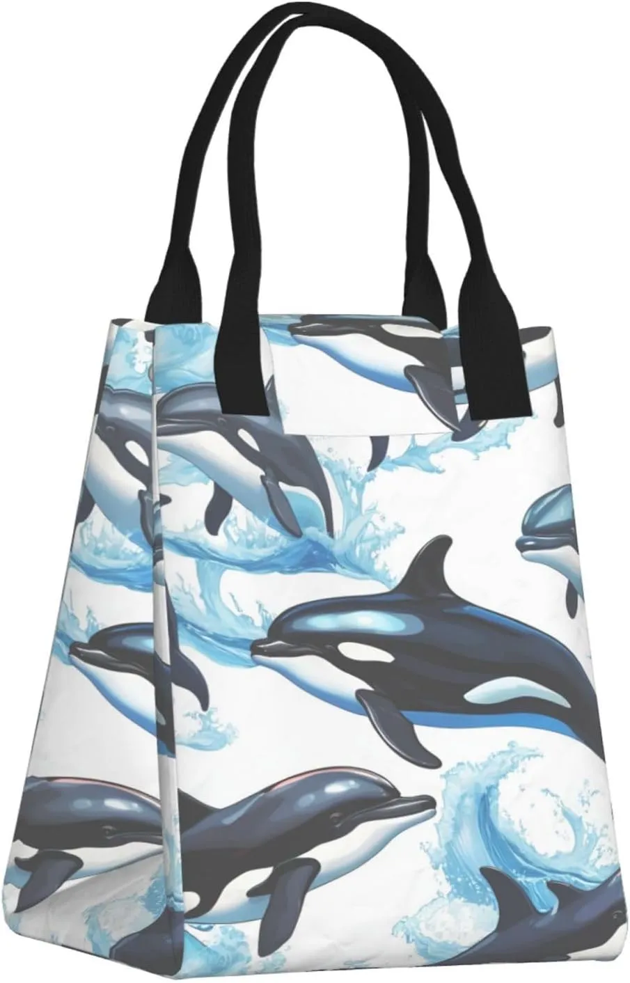 Killer Whale Dolphin Reusable Lunch Box, Paper Bag Sandwich Carrier For Adults, Ideal For Office, Gym, Travel