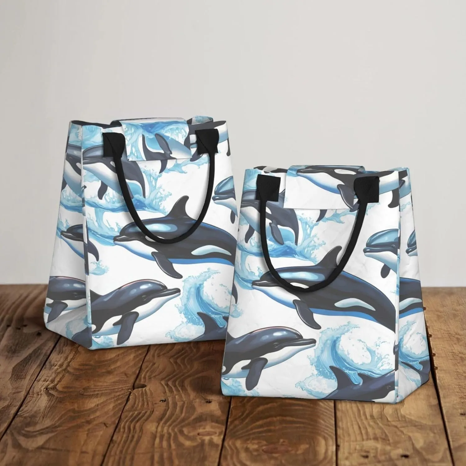 Killer Whale Dolphin Reusable Lunch Box, Paper Bag Sandwich Carrier For Adults, Ideal For Office, Gym, Travel