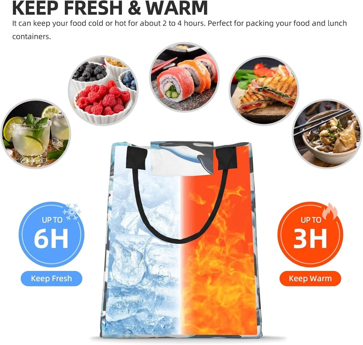 Killer Whale Dolphin Reusable Lunch Box, Paper Bag Sandwich Carrier For Adults, Ideal For Office, Gym, Travel