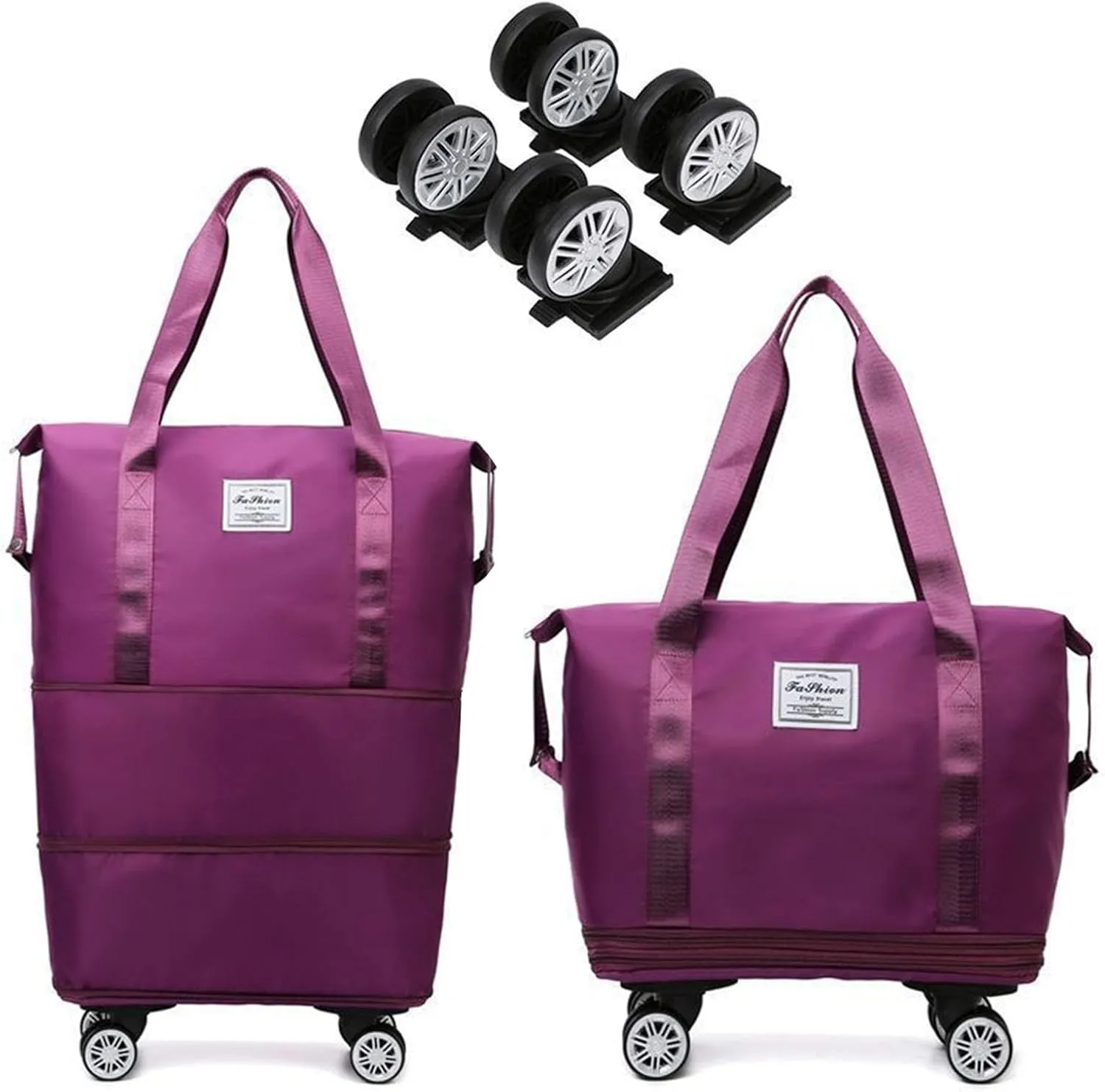 Klarson Expandable Bag with Wheels - New Scratch Expandable Travel Duffle Bag with Wheels, Foldable Suitcase without Handl (G)