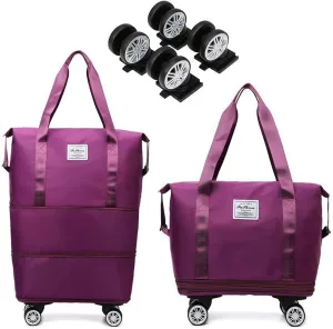 Klarson Expandable Bag with Wheels - New Scratch Expandable Travel Duffle Bag with Wheels, Foldable Suitcase without Handl (G)