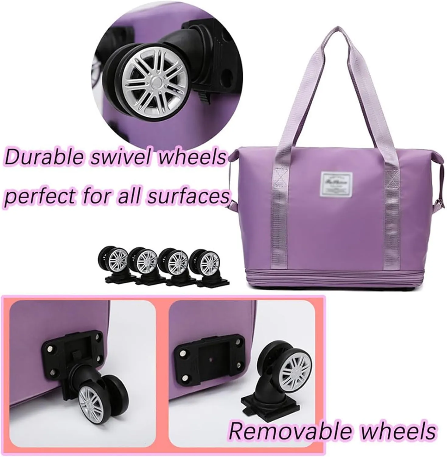 Klarson Expandable Bag with Wheels - New Scratch Expandable Travel Duffle Bag with Wheels, Foldable Suitcase without Handl (G)