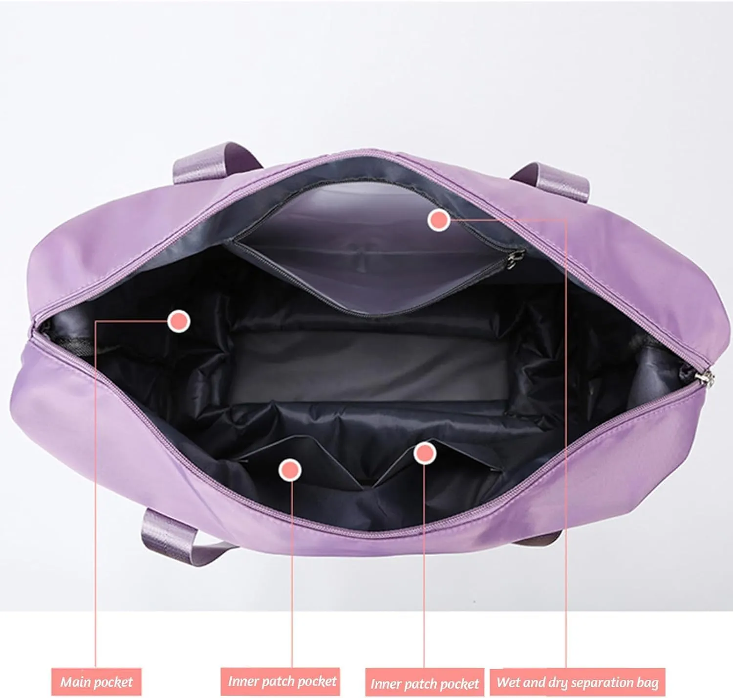 Klarson Expandable Bag with Wheels,Lightweight Durable Rolling Duffle Bag with Wheels,Foldable Suitcase Without Handle with Wheels (Purple,One Size)