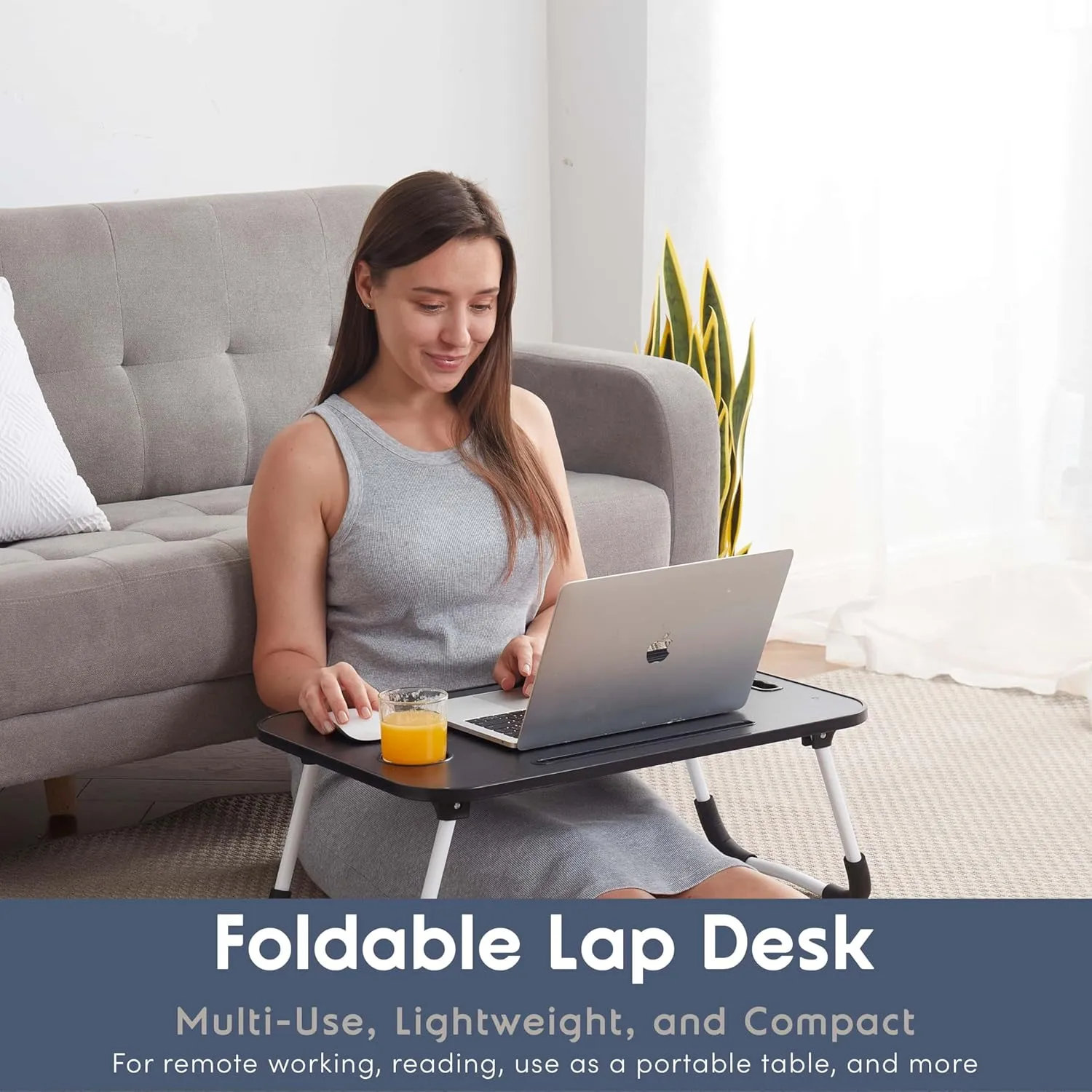 Laptop Bed Tray Table, Adjustable Laptop Stand, Portable Lap Desks with Foldable Legs, Reading Desk for Sofa Couch Floor - Large