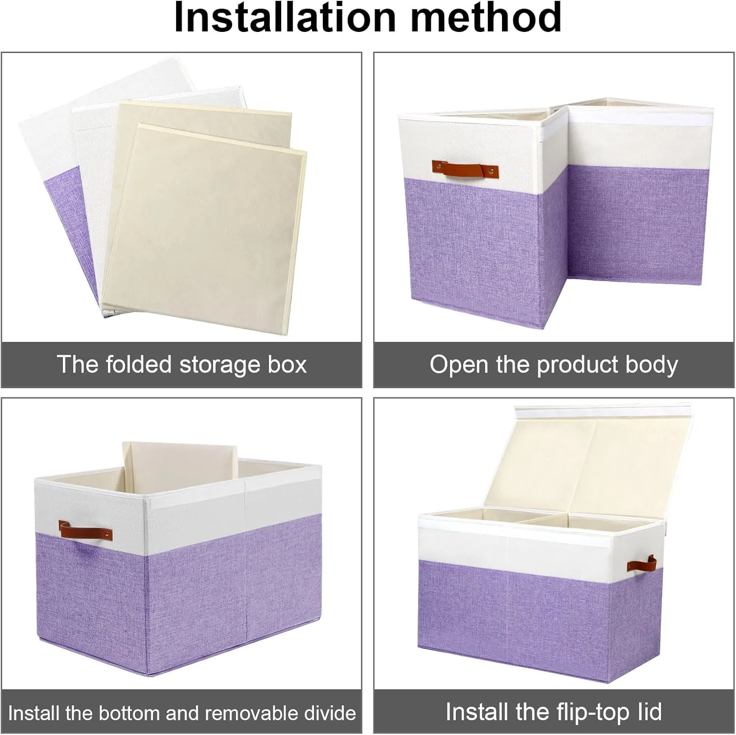 Large Toy Box with Lid, Sturdy Toy Storage Chest Bin Boxes Organizer Basket with Dividers for Toddlers, Kids, Boys, Girls, Nursery, Living Room, Bedroom, Playroom 25"x13" x16" (Purple and White)