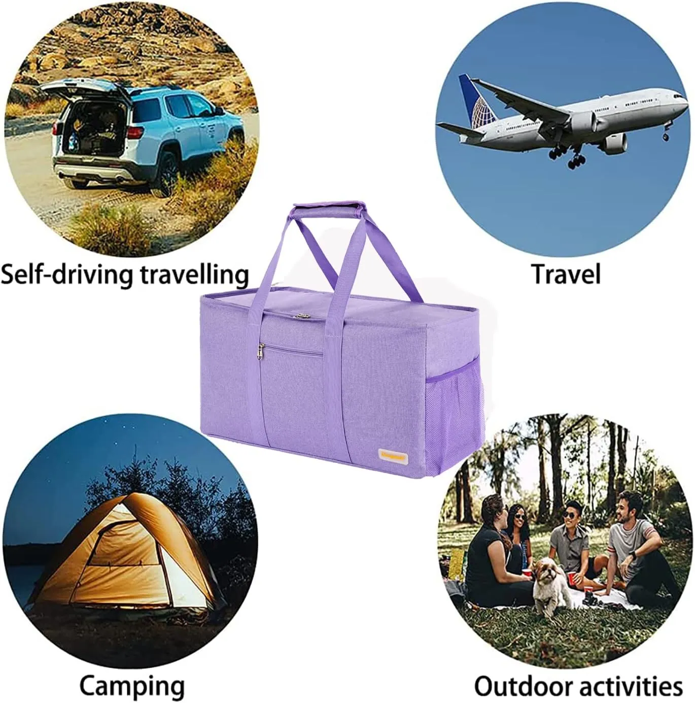 Large Utility Tote, Waterproof Beach & Picnic Bag, Foldable & Reusable Storage