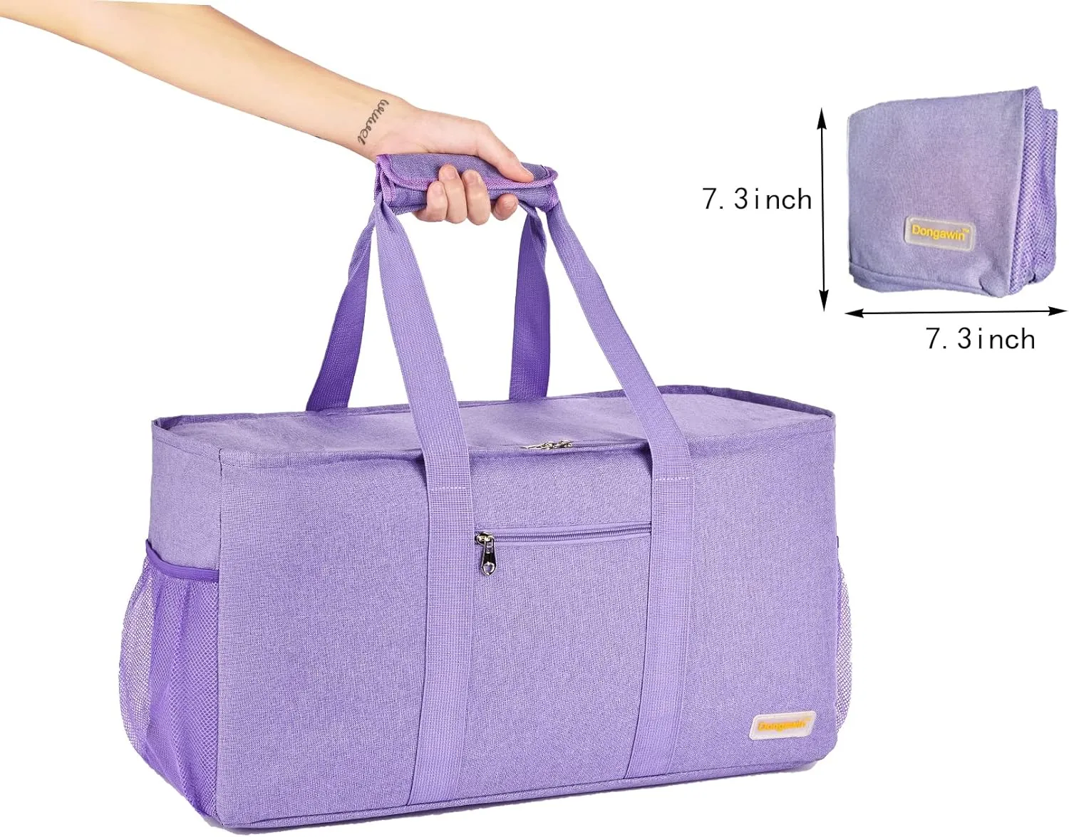 Large Utility Tote, Waterproof Beach & Picnic Bag, Foldable & Reusable Storage