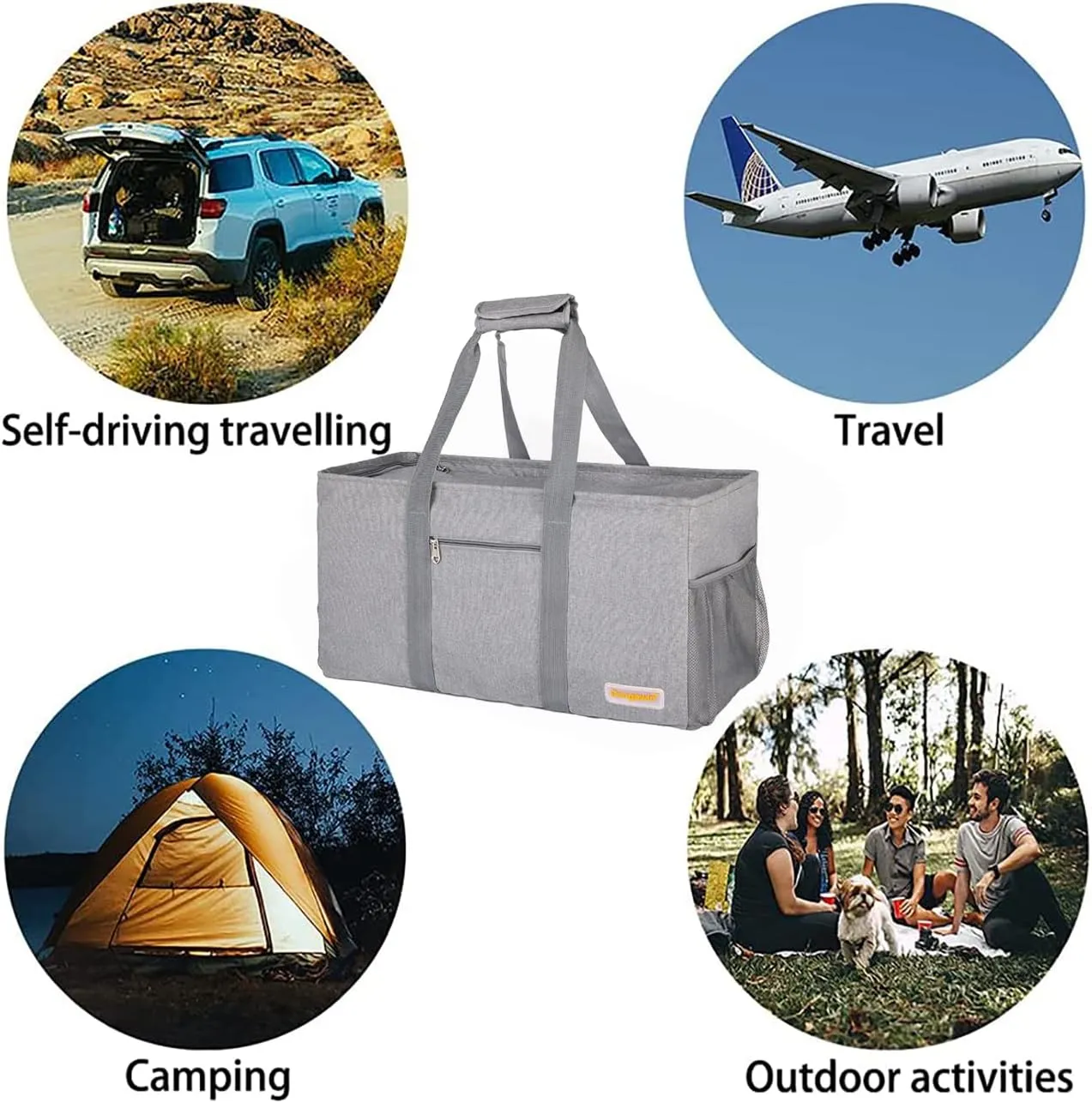 Large Utility Tote, Waterproof Beach & Picnic Bag, Foldable & Reusable Storage