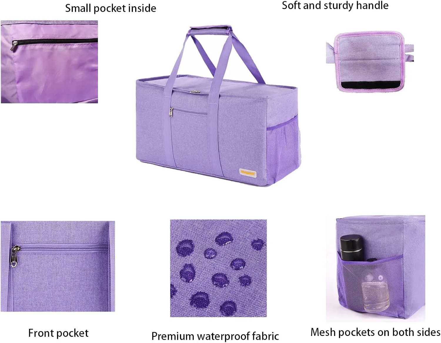 Large Utility Tote, Waterproof Beach & Picnic Bag, Foldable & Reusable Storage