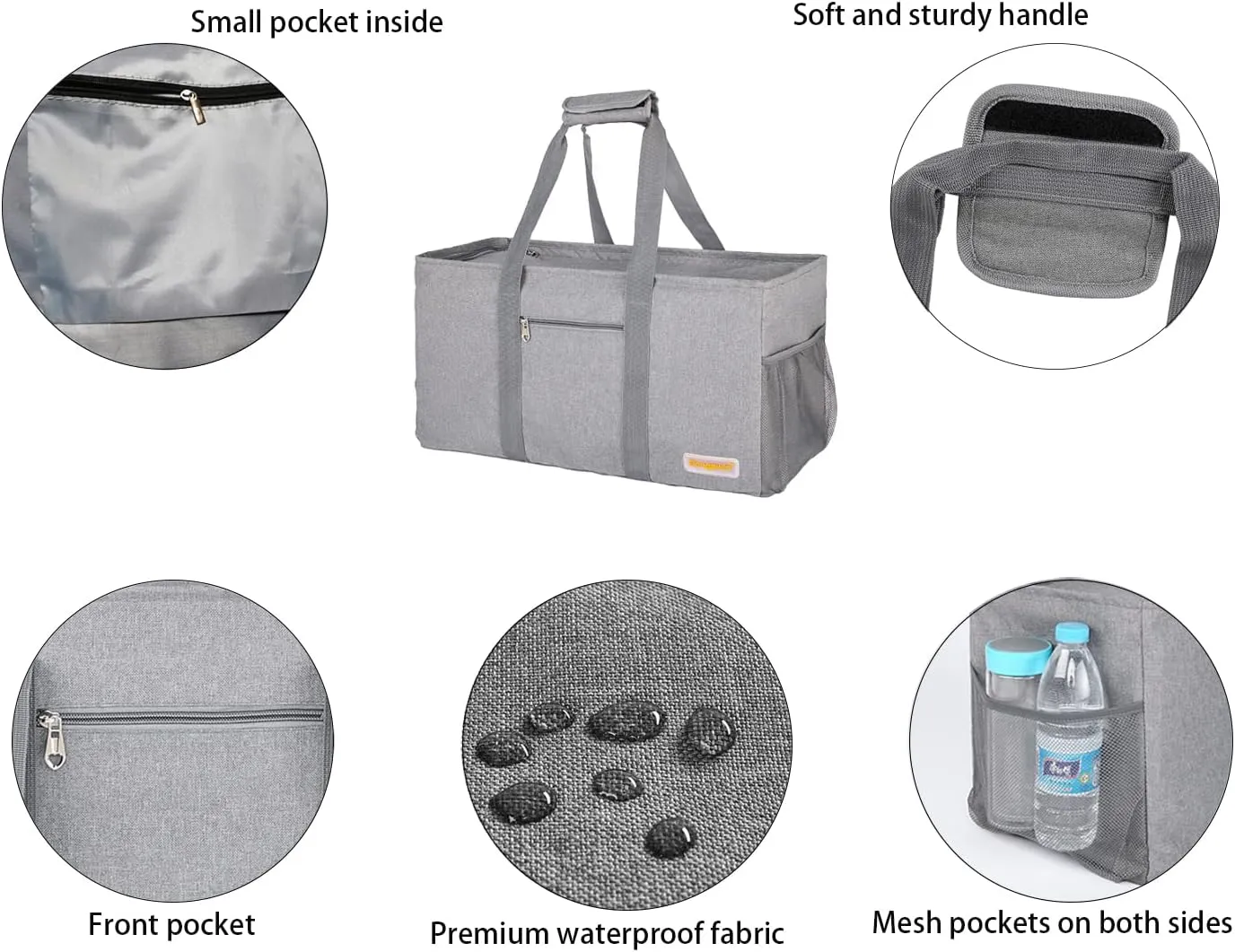 Large Utility Tote, Waterproof Beach & Picnic Bag, Foldable & Reusable Storage