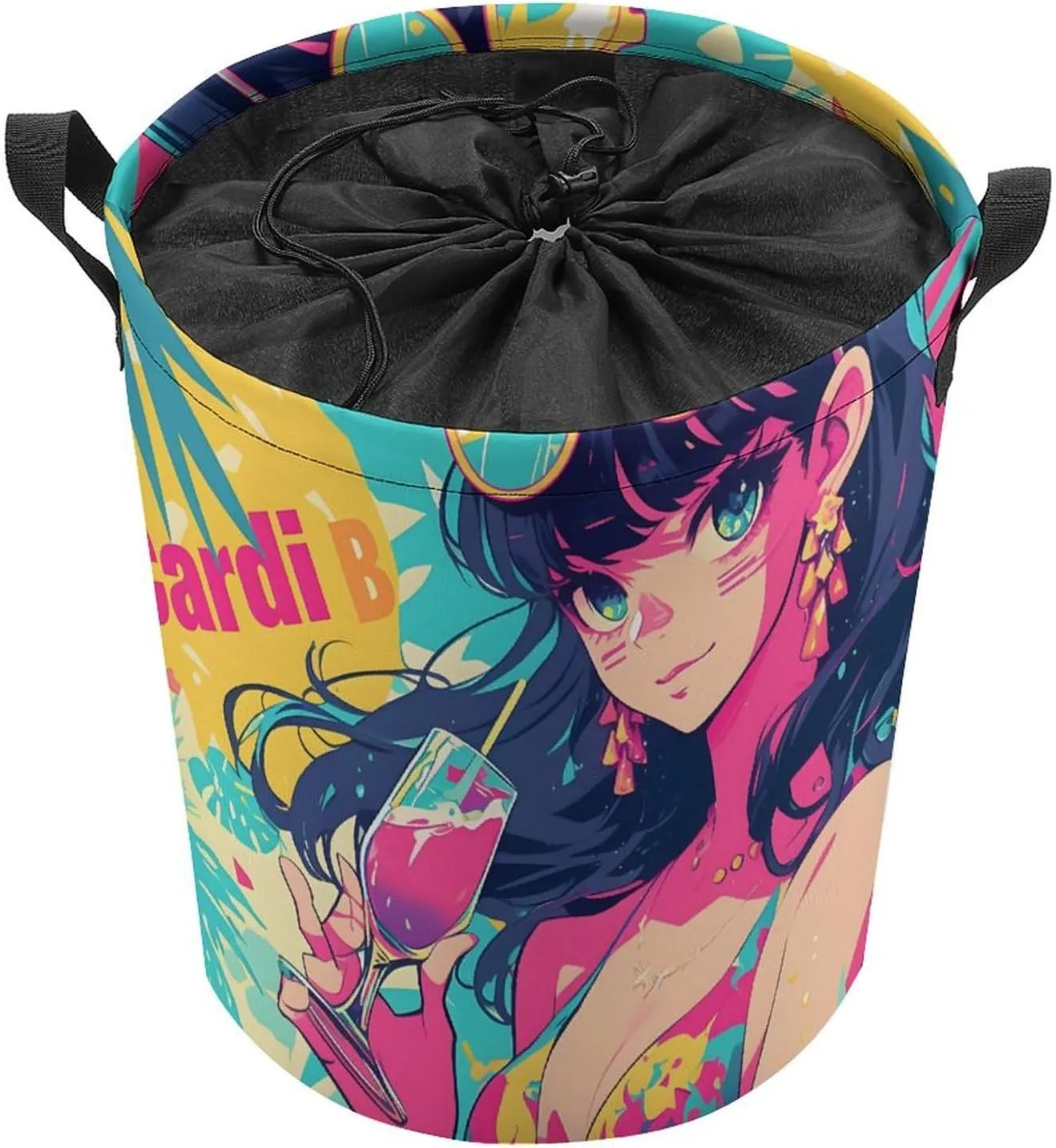 Laundry Hampers, Large Drawstring Laundry Bag, Removable Laundry Bags, Collapsible Storage Bin with Handles for Home Organization, Kids Room, Nursery Art