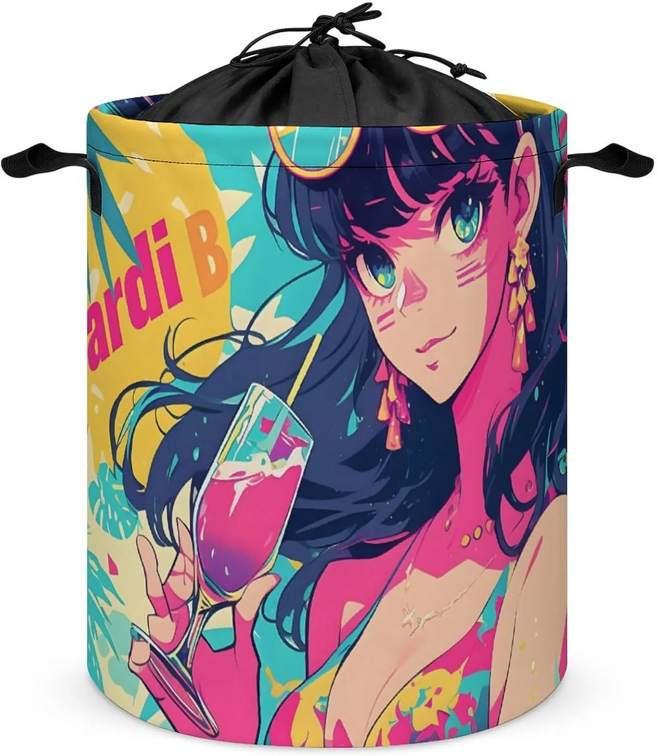 Laundry Hampers, Large Drawstring Laundry Bag, Removable Laundry Bags, Collapsible Storage Bin with Handles for Home Organization, Kids Room, Nursery Art