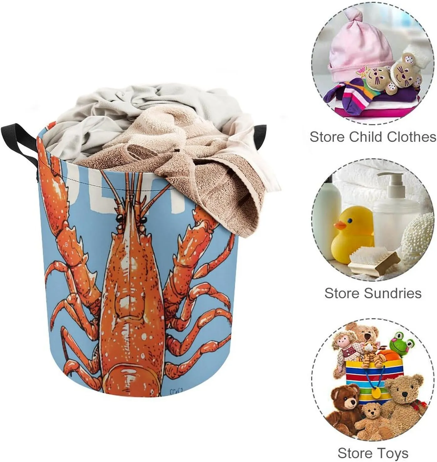 Laundry Hampers, Large Drawstring Laundry Bag, Removable Laundry Bags, Collapsible Storage Bin with Handles for Home Organization, Kids Room, Nursery Arthropod