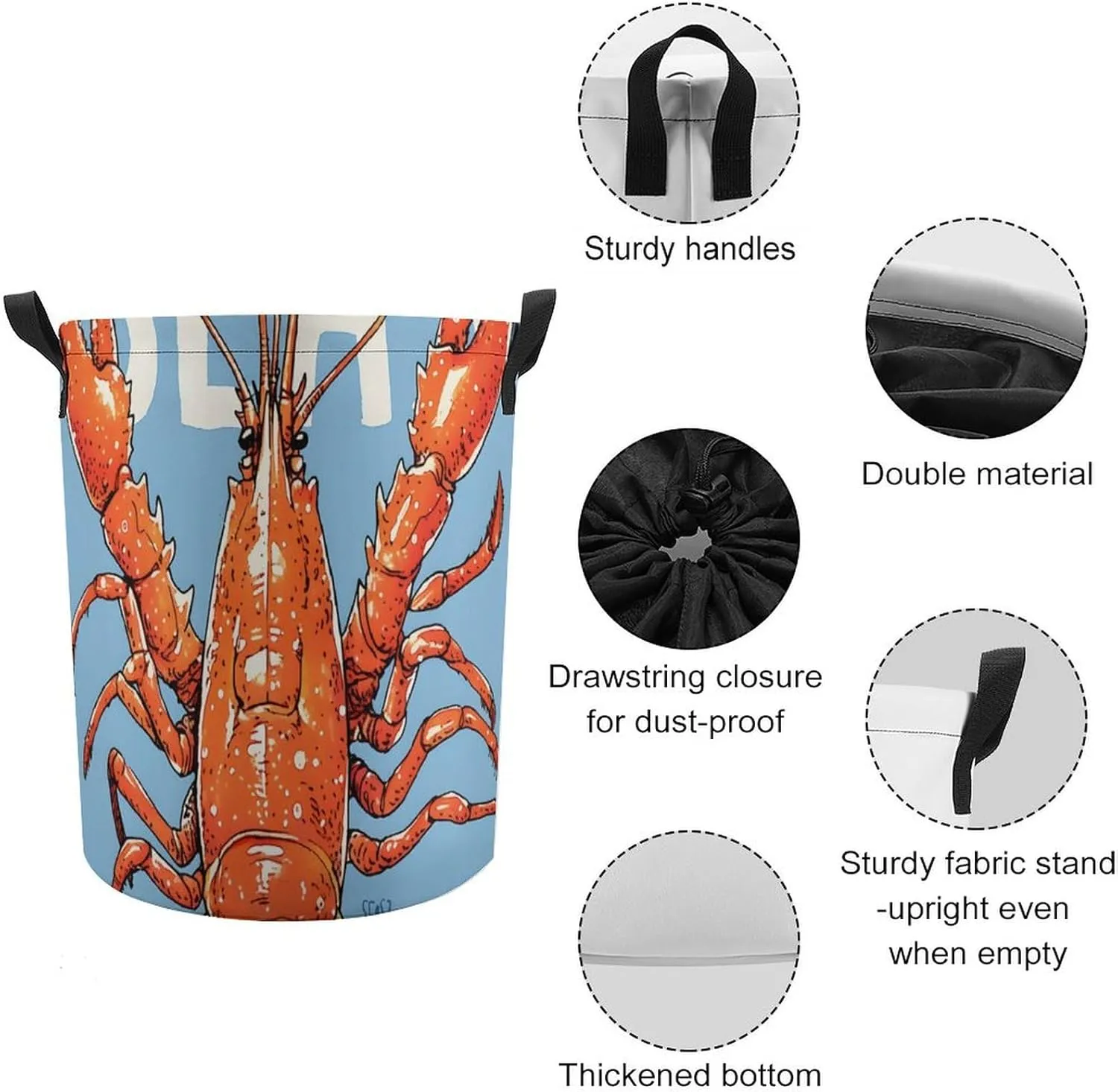 Laundry Hampers, Large Drawstring Laundry Bag, Removable Laundry Bags, Collapsible Storage Bin with Handles for Home Organization, Kids Room, Nursery Arthropod