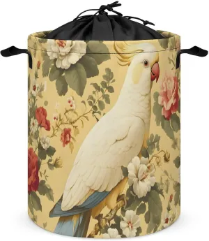 Laundry Hampers, Large Drawstring Laundry Bag, Removable Laundry Bags, Collapsible Storage Bin with Handles for Home Organization, Kids Room, Nursery Bird