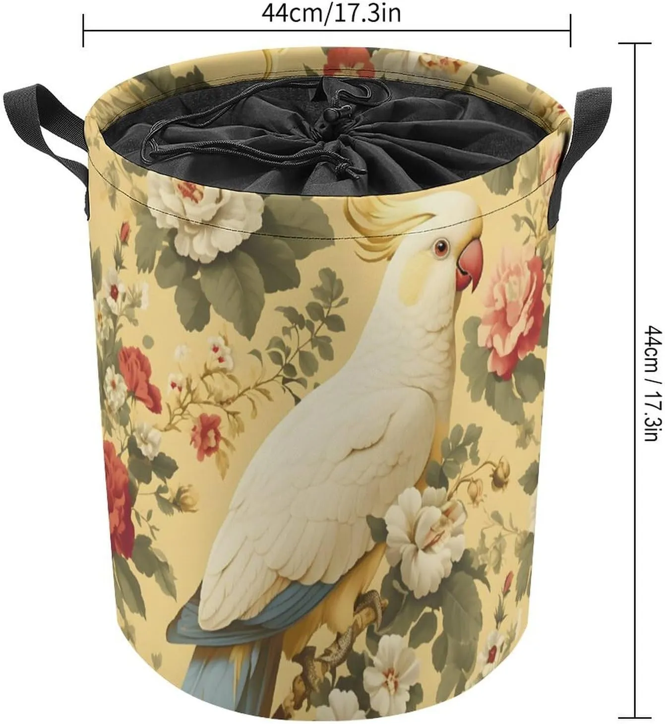 Laundry Hampers, Large Drawstring Laundry Bag, Removable Laundry Bags, Collapsible Storage Bin with Handles for Home Organization, Kids Room, Nursery Bird