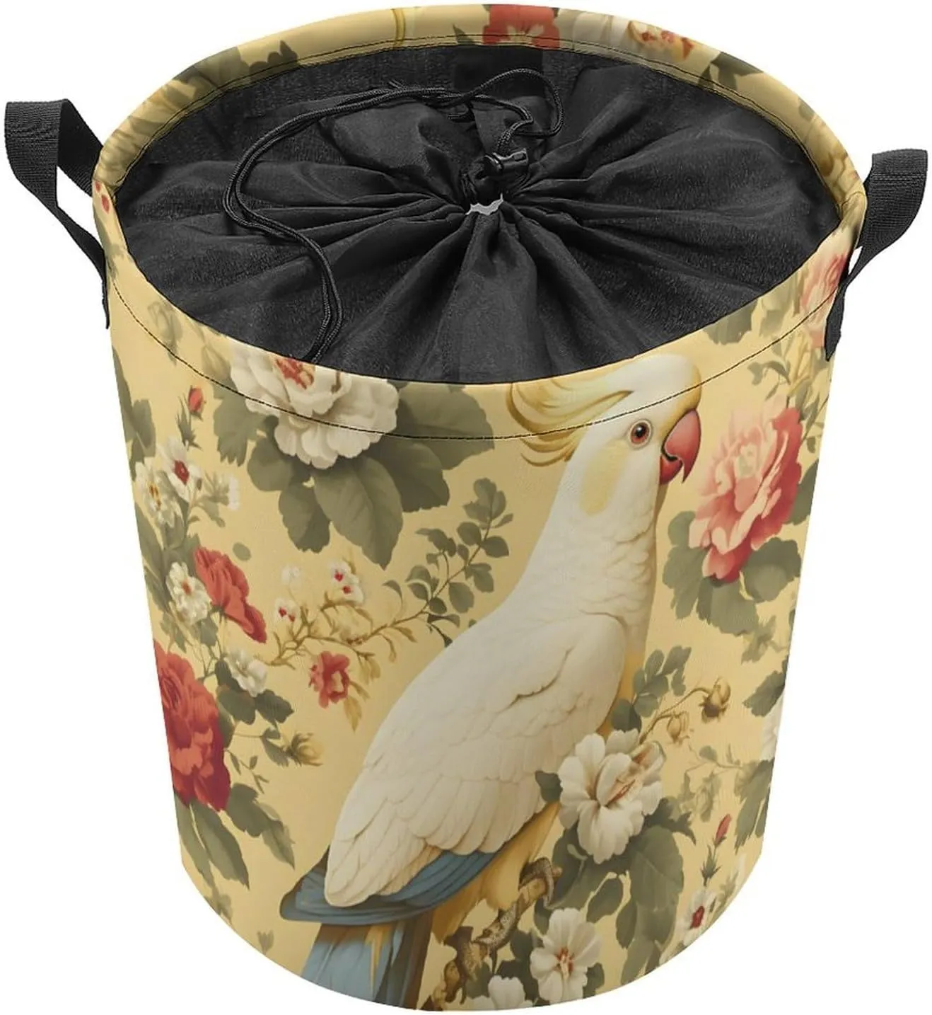 Laundry Hampers, Large Drawstring Laundry Bag, Removable Laundry Bags, Collapsible Storage Bin with Handles for Home Organization, Kids Room, Nursery Bird